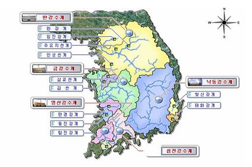 전국 4개 홍수통제소 위치 지도